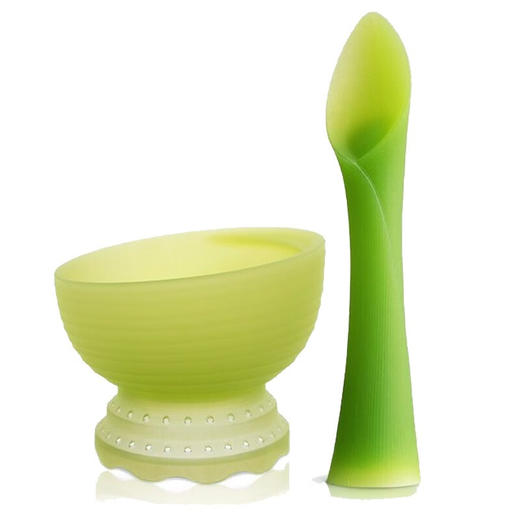 欧拉宝贝小绿芽餐具套装碗+训练勺 商品图0