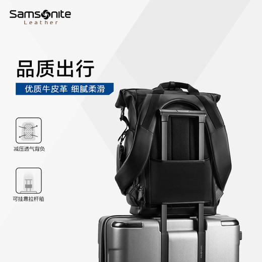 【2025开学季新秀丽员工内购会】新秀丽Lucia皮革双肩背包 休闲旅行包时尚潮型背包TM7*103/104 商品图5