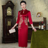 上海旗袍厂酒红色醋酸旗袍婚宴气质主持人年会礼服【9972】 商品缩略图2