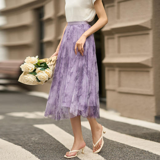 【压褶半裙】2025夏季百搭显瘦高腰百褶半身裙优雅裙子5P24BI0666 商品图1