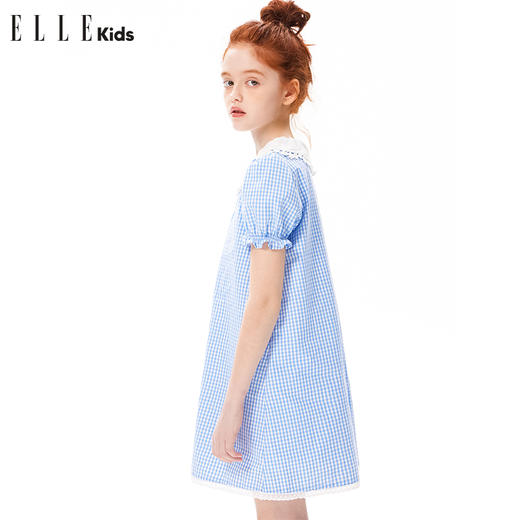 ELLEKIDS 童装 法式花边格子连衣裙 商品图2