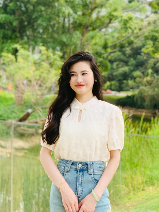 【百图lulu定制】【蔡文姬蕾丝衫】水滴扣 短袖 蕾丝衫 商品图8