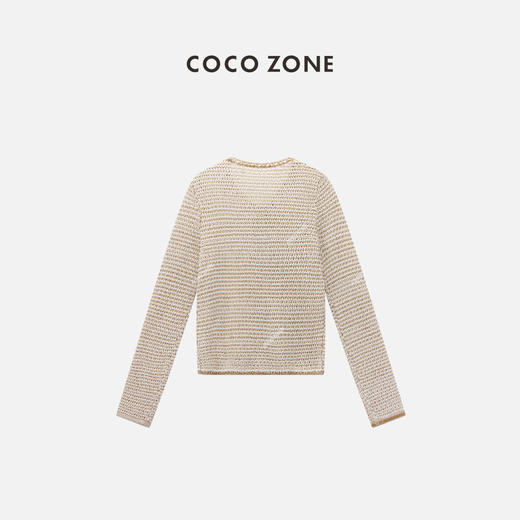COCO ZONE2024“朱丽叶”夏季圆领长袖针织开衫气质单排扣上衣CC2B0677 商品图1