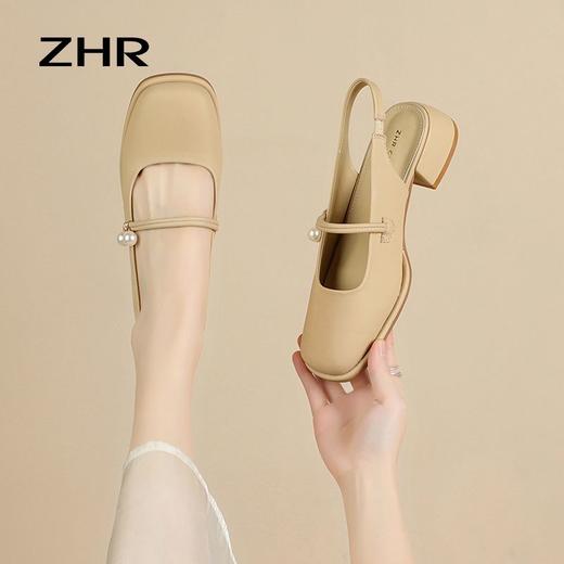 ZHR则则气质百搭包头凉鞋2024新款时尚玛丽珍单鞋ins法式珍珠女鞋 商品图7