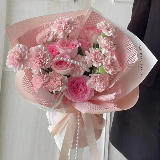 柔情--粉玫瑰康乃馨花束 商品图1
