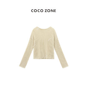COCO ZONE"艾米”时尚设计感坑条圆领针织衫简约长袖百搭上衣CC1B0983