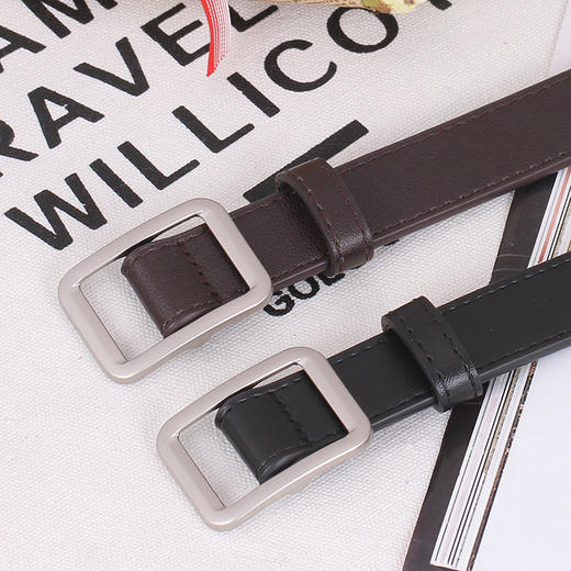 【特价9.9/1条！女士皮带任选】简约百搭韩国复古时尚，韩版学生黑色裤腰带，孔方扣女士皮带L 商品图3