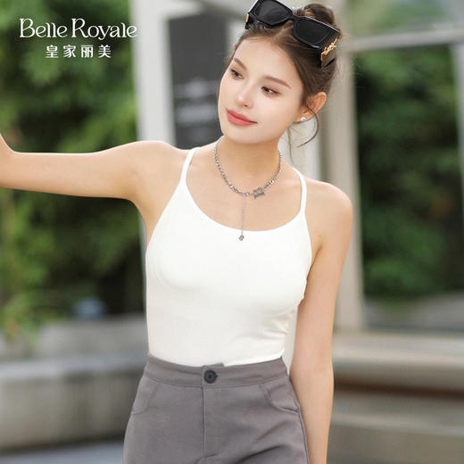 新款夏季莫代尔小吊带美背女内搭带胸垫一体美背文胸外穿打底BXM5134 商品图2