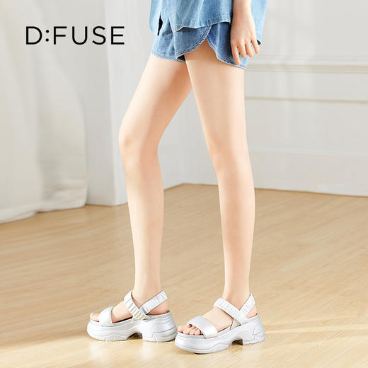 D:FUSE迪芙斯2024夏季新款吐司面包凉鞋松糕厚底增高一字带罗马凉鞋DF42115217 商品图10