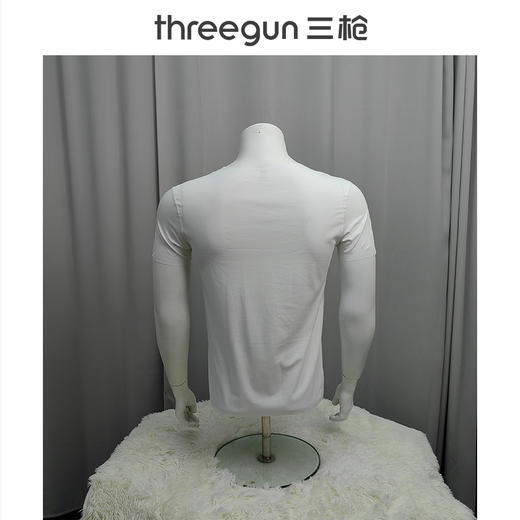 Threegun三枪【匠心系列-120支丝柔皮马棉】无痕V领短袖男士T恤衫-22815A921 商品图8