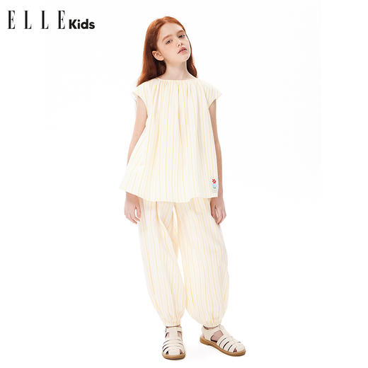 ELLEKIDS 童装 法式泡泡条纹背心上衣 商品图2