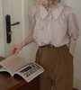 【小众设计！出门不撞衫系列】夏季日系复古宽松条纹衬衫，衫法式肌理感抽皱中袖，轻奢小衫上衣女L 商品缩略图4