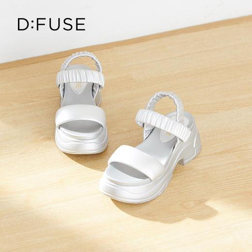 D:FUSE迪芙斯2024夏季新款吐司面包凉鞋松糕厚底增高一字带罗马凉鞋DF42115217 商品图13