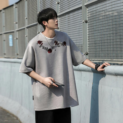 【麂皮绒】【新款DSY】大依优型大码圆领短袖T恤夏季加肥加大肥佬休闲宽松透气上衣男士半袖夏装 商品图2