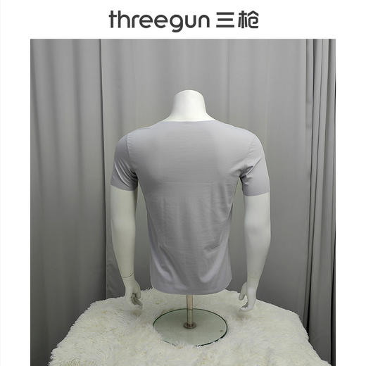 Threegun三枪【匠心系列-120支丝柔皮马棉】无痕V领短袖男士T恤衫-22815A921 商品图2