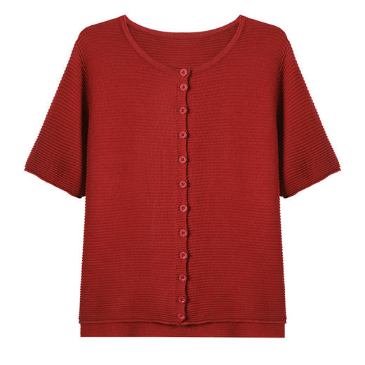 CC17-19762024新款圆领夏装短袖T恤妈妈针织衫宽松中老年显瘦遮肚子上衣女 商品图4