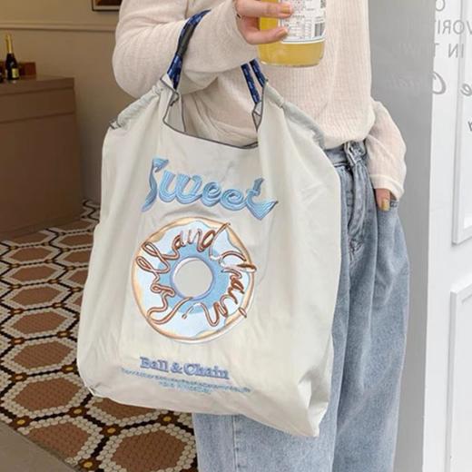 【高圆圆同款手提袋】日本 ball chain刺绣环保袋购物袋尼龙手提单肩斜挎包女 商品图6
