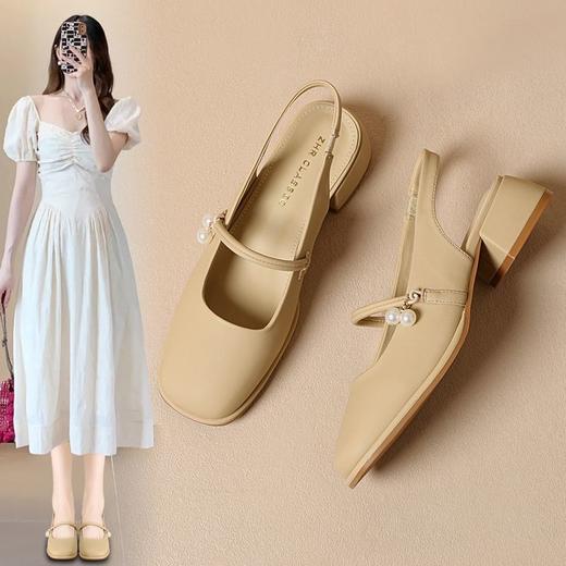 ZHR则则气质百搭包头凉鞋2024新款时尚玛丽珍单鞋ins法式珍珠女鞋 商品图1