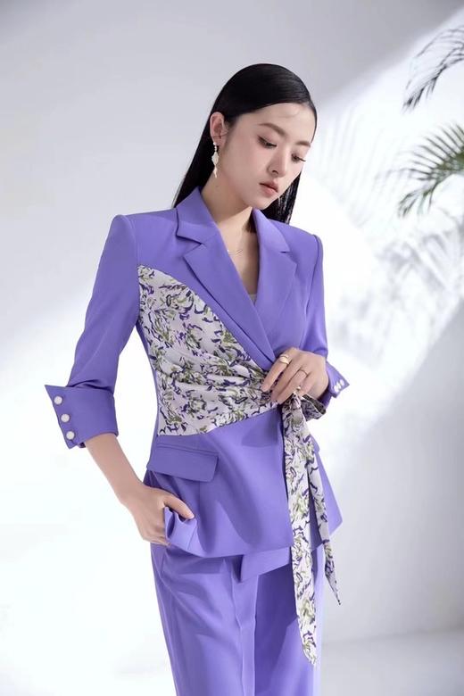 Le Malene 通勤撞色西装阔腿裤套装 15926 商品图5