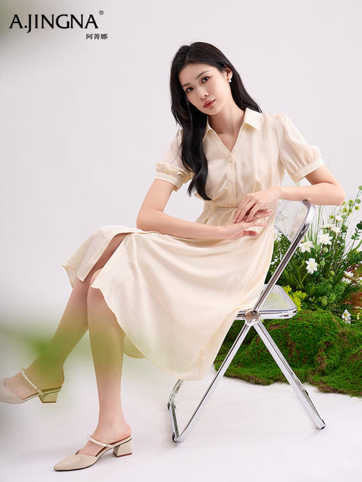 【法式轻奢】阿菁娜优雅POLO领气质收腰连衣裙F29X212017 商品图1