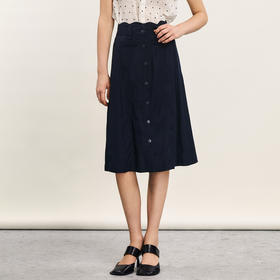 谜底A字型半身裙2024年夏季新品通勤风高腰百搭中长半裙242MB0662