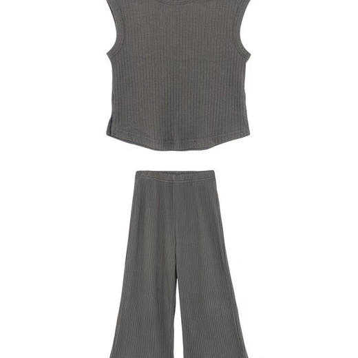 【清凉舒适，亲肤不刺激！】女童夏装套装2024新款中小童，冰丝螺纹无袖背心长裤套装休闲两件套-lm！ 商品图4