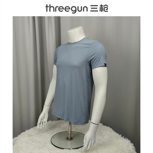 Threegun三枪 【凉感木代尔】圆领短袖男士T恤衫打底衫-2L083A021 商品图7