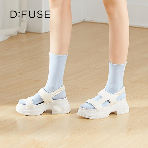 D:FUSE迪芙斯2024夏季新款松糕厚底不对称膨胀感罗马凉鞋DF42115218 商品图8