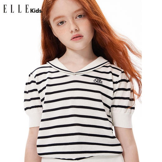 ELLEKIDS 童装 法式海军风条纹针织衫 商品图3