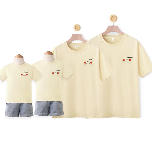 【甜蜜亲子档 百搭舒适】重磅220克！2024亲子装纯棉短袖全家装夏一家三口四口母女装亲子t恤 商品图13