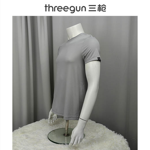 Threegun三枪 【凉感木代尔】圆领短袖男士T恤衫打底衫-2L083A021 商品图13