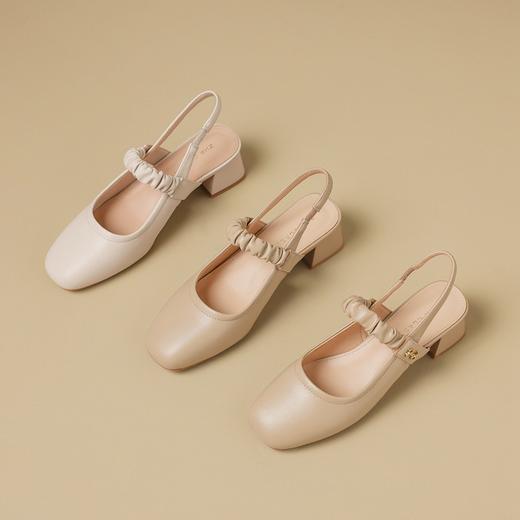 ZHR则则法式粗跟单凉鞋2024新款时尚百搭单鞋气质时装包头凉鞋女 商品图1