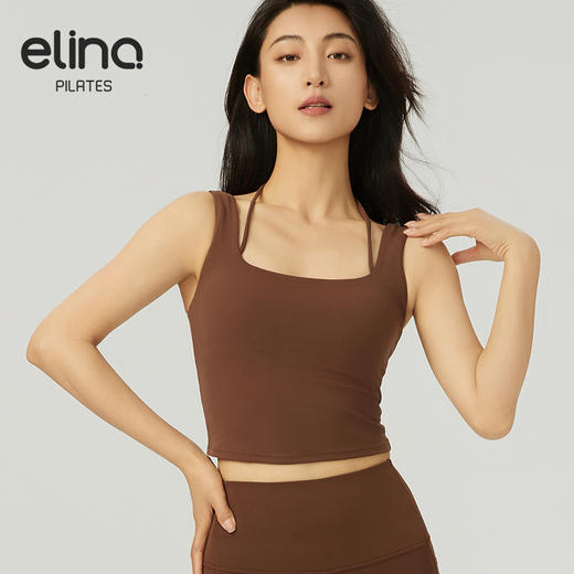 【双旦秒】elina一恋2024新款裸感假两件挂脖瑜伽普拉提背心AD41007（特价产品，收货7天内支持调换、不退款） 商品图1