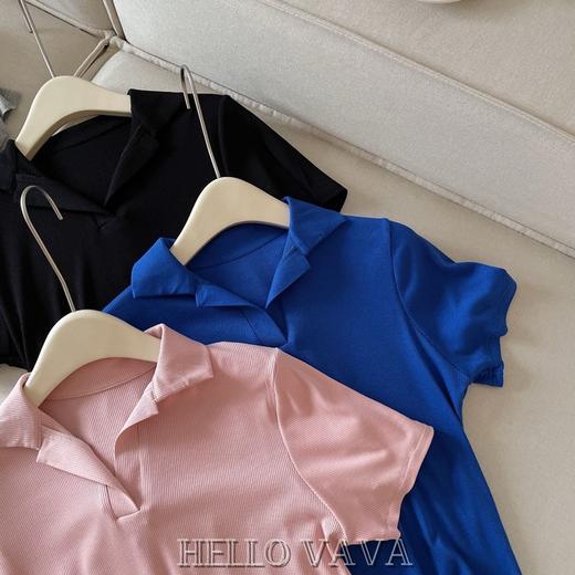 【宽松版型，敲击显瘦！】polo领纯欲显瘦T恤螺纹棉，无束缚纸片人冰凉吸汗百搭短袖，清新又百搭还能遮小肉肉-lm！ 商品图1