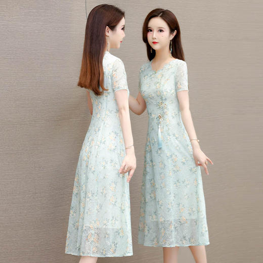 QYM QP2438-2-Y复古连衣裙刺绣花裙 商品图2