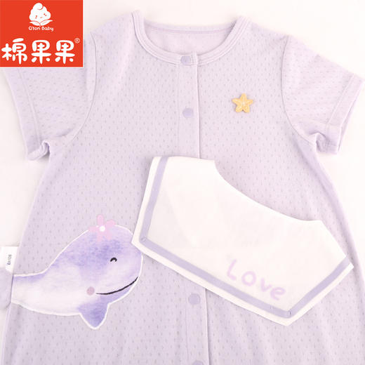 棉果果夏季新品女童提花汗布对开短袖连体衣M222722224221 商品图5