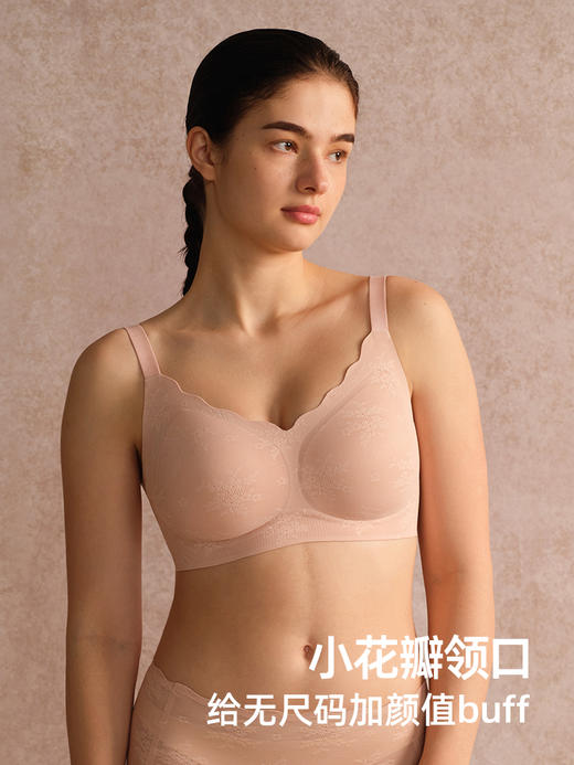 【小海棠】无痕文胸半固定杯软支撑蕾丝胸罩大胸无钢圈内衣女夏薄 商品图3