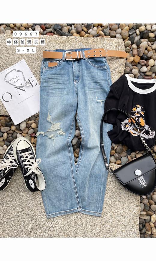 G09667#牛仔破洞长裤 商品图0