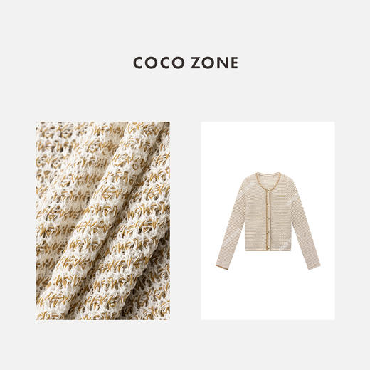 COCO ZONE2024“朱丽叶”夏季圆领长袖针织开衫气质单排扣上衣CC2B0677 商品图2