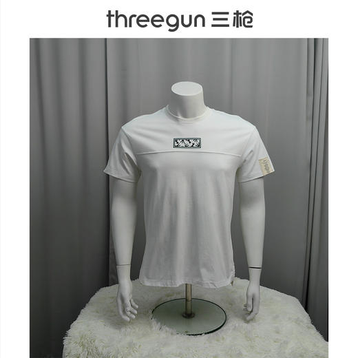Threegun三枪 【潮款印花】圆领男士短袖T恤打底衫-24127A011 商品图0