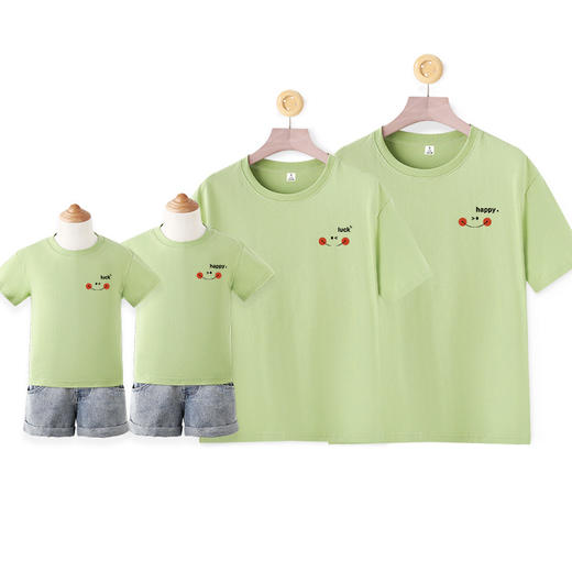 【甜蜜亲子档 百搭舒适】重磅220克！2024亲子装纯棉短袖全家装夏一家三口四口母女装亲子t恤 商品图6