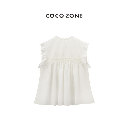 COCO ZONE"娃娃衫”夏季休闲设计感无袖立领衬衫裙摆式上衣CC1B0857 商品图1