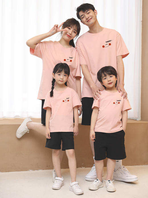 【甜蜜亲子档 百搭舒适】重磅220克！2024亲子装纯棉短袖全家装夏一家三口四口母女装亲子t恤 商品图3