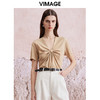 VIMAGE纬漫纪夏季新款V领扭结设计气质高级感上衣V2113722 商品缩略图2