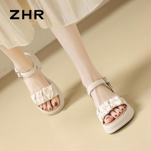 ZHR则则厚底一字带凉鞋2024新款时尚百搭时装凉鞋沙滩女凉鞋 商品图3