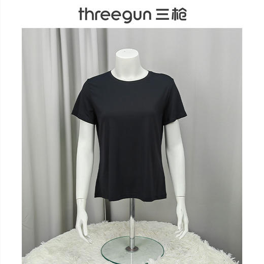 Threegun三枪 【凉感木代尔】圆领短袖女T恤衫打底衫-2L084A021 商品图6