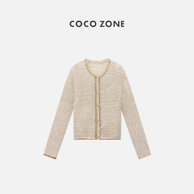 COCO ZONE2024“朱丽叶”夏季圆领长袖针织开衫气质单排扣上衣CC2B0677