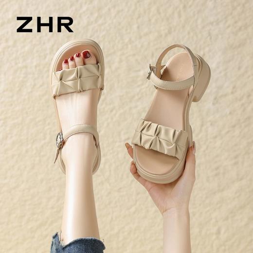 ZHR则则厚底一字带凉鞋2024新款时尚百搭时装凉鞋沙滩女凉鞋 商品图8
