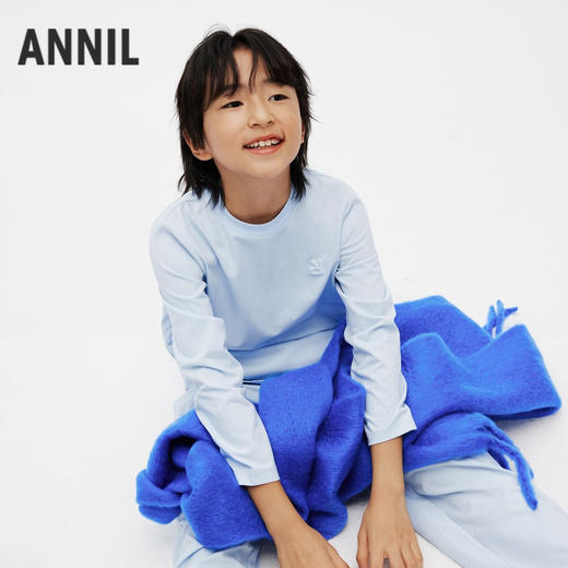 男童女童睡衣家居服套装新款春装休闲弹力简约纯色安奈儿童装JM411064 商品图1
