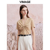 VIMAGE纬漫纪夏季新款V领扭结设计气质高级感上衣V2113722 商品缩略图3